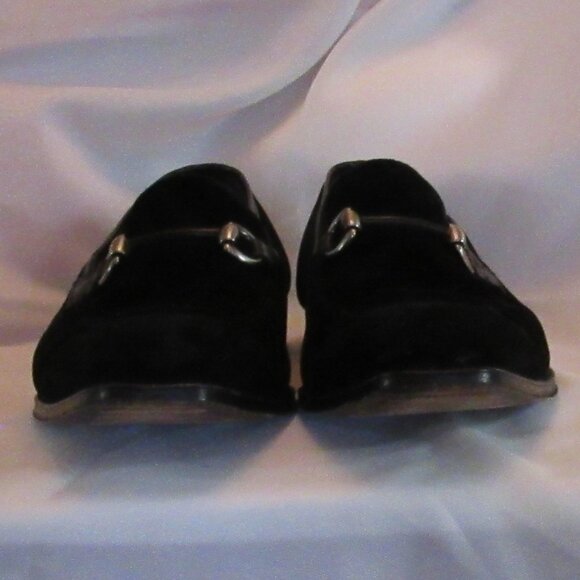 Mezlan Black Suede Silver Horsebit Loafers Size 10.5 M Excellent Pre-Owned Cond - Picture 2 of 12